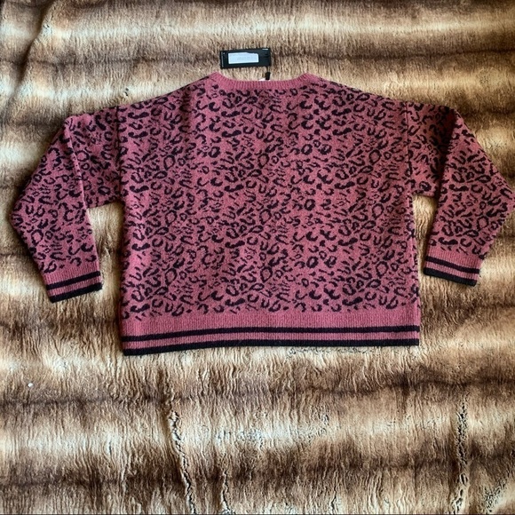 Line Samantha V-Neck Burnt Berry Leopard Sweater - Picture 3 of 8
